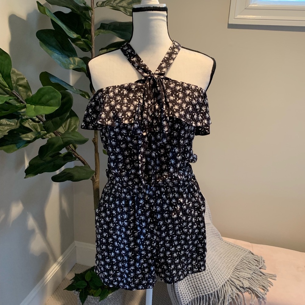 NEW WITH TAGS!! LOFT Black Floral Romper